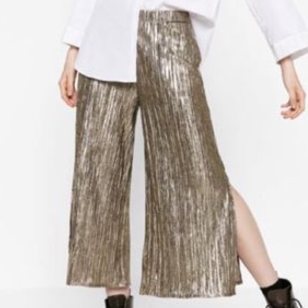 Zara metallic wide pants